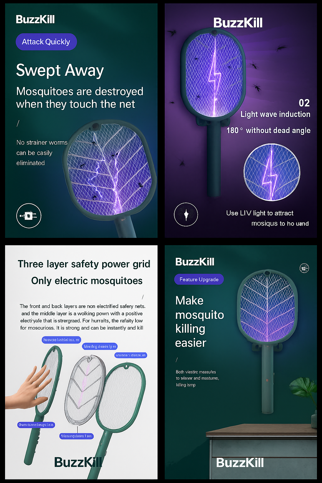 BuzzKill™ – Electric Mosquito Swatter with UV Light & USB Rechargeable